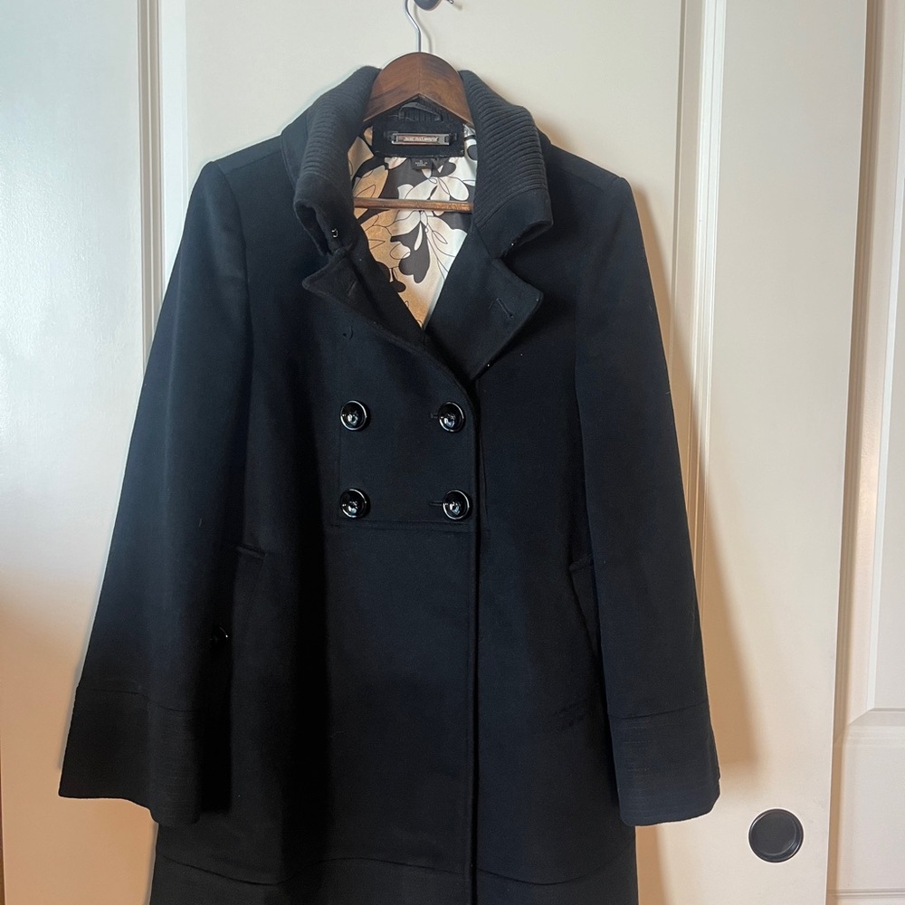 Johnston & Murphy Women's Elegant Black Pea Coat